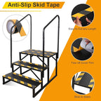 RV Steps with Handrail, Hot Tub Steps with Handrail, Portable Stairs Steps for 5th Wheel RV, Mobile Home Stairs Outdoor RV Step (3 Steps with 2 Handrails)