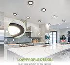 ASD 6 Pack LED Recessed Lighting 4 Inch 12W, 5 CCT 2700K-5000K CRI90+, IC Rated Ultra Thin Dimmable Ceiling Lights with J Box, Canless Wafer Downlight, Round Slim Panel Light, UL Listed, Bronze