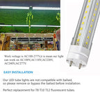 T8 2 Foot LED Tube Lights,20W 2000lm,G13 Bi-pin Base,24 inches End to End,F17T8 F18T8 Fluorescent Tubes Replacement,White 6500K 2ft LED Bulbs,Ballast Bypass,Dual-Powered for Cabinet,Pack of 10