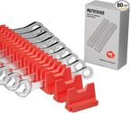 80PCS Modular Wrench Organizer Wrench Holder - Wrench Tool Organizers for Tool Drawer Storage, Wrench Storage Set with Metric & SAE Label, Wrench Rack Tool Gift for Professional Mechanics Men, Red