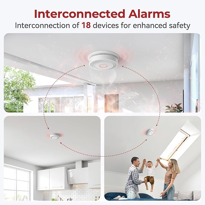 Hardwired Smoke and Carbon Monoxide Detector with Voice Alert,Wired Interconnected Smoke Alarm and Carbon Monoxide Detector Battery Backup,Fire Alarms and CO Detector for Home, 3-Pack