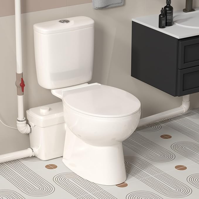 Macerating Pump for Basement Upflush, 750W, 9600 L/h Flow, 36 ft/11 m Head, Macerator Sewerage Sump Pump with 3 Water Inlets for Toilet, Basement, Sink, Shower, Bathtub Waste Water Disposal