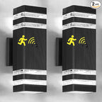 2 Pack Motion Sensor Dawn to Dusk Outdoor Light Fixture, Black Aluminum Exterior Lighting Fixtures with GU10 LED Bulbs, Up and Down Lights Outdoor Sconce Lights for Garage Porch Garden, ETL Listed