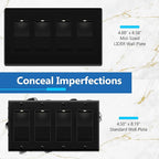 LIDER Matte Finish Quadruple Decorator Switch Cover, Screwless Wall Plate, Mid-Size 4-Gang 4.88" x 8.58", Polycarbonate Thermoplastic, UL Listed, LSWP-34M-BK2P, Black, 2 Pack