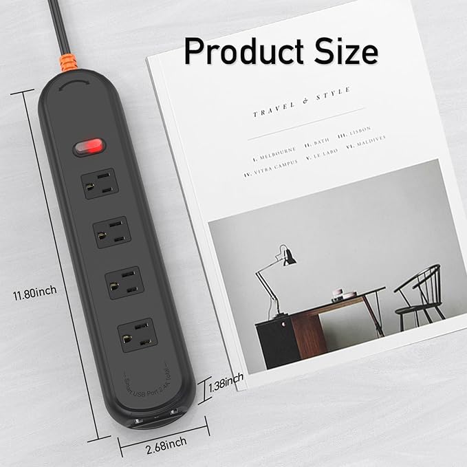 Outdoor Power Strip Weatherproof, KPQ IPX6 Waterproof Surge Protector with 4 Wide Outlets, 2 USB A&1 USB C, 6FT Heavy Duty Extension Cord for Home, Office, Dorm, Patio, FCC UL Listed