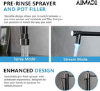 AIMADI Oil Rubbed Bronze Kitchen Faucet with Pull Down Sprayer,Commercial Single Handle Single Hole Stainless Steel Kitchen Sink Faucet for Farmhouse Camper Laundry Rv Bar
