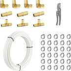 3/4 Inch-100 ft Foskan White PEX-B Pipe,Water Tubing with a Pipe Cutter,10 PCS Brass Crimp Fittings & 30 PCS Pex Clamps
