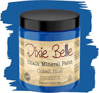 Dixie Belle Paint Company Chalk Finish Furniture Paint - Cobalt Blue (8oz) - Matte Vibrant Blue Chic Chalk Mineral DIY Furniture Paint