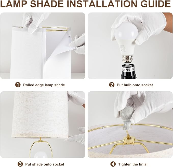 Terpsichore Lamps Set of 2 Modern Farmhouse Table Lamp Bedside Reading Lights Living Room End Lamps Bedroom Night Light,High 22.5 Inch,Antique Grey,with Fabric Lamp Shade,Bulb Not Included