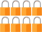 8-Pack Keyed Alike Locks, Orange Covered Brass Keyed Padlock with Stainless Steel Shackle, 1-9/16 Inch Lock Body, Rustproof Locks for Luggage Gate Fence Hasp Cabinet Toolbox Gym School Locker