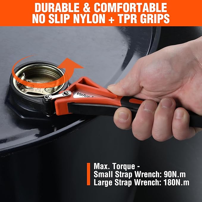 ValueMax 2-piece Strap Wrench Set, Adjustable Oil Filter Wrench with Max Diameter 4" (Small) and 6"(Large) for Shower Head Water Filter, Jar Opener Set