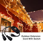 2 Way Extension Cord with On/Off Switch 3 Prong Outdoor Extension Cord Splitter, Heavy Duty Extension Cord with SJTW 14AWG 15A/125V and 18AWG 10A/125V(15 Ft, Black)