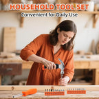 Tool Set, 22 Piece Household Hand Tool Kit, Convenient or Home, Garage, Office and Dorm Use - Essential Tools for the Whole Family, Orange