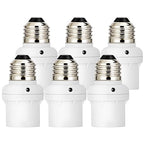 DEWENWILS Light Sensor Socket, E26 E27 Dusk to Dawn Light Bulb Sockets for Light Fixtures, Compatible with Incandescent/CFL/LED/Halogen Bulbs, ETL Listed, 6 Pack, White