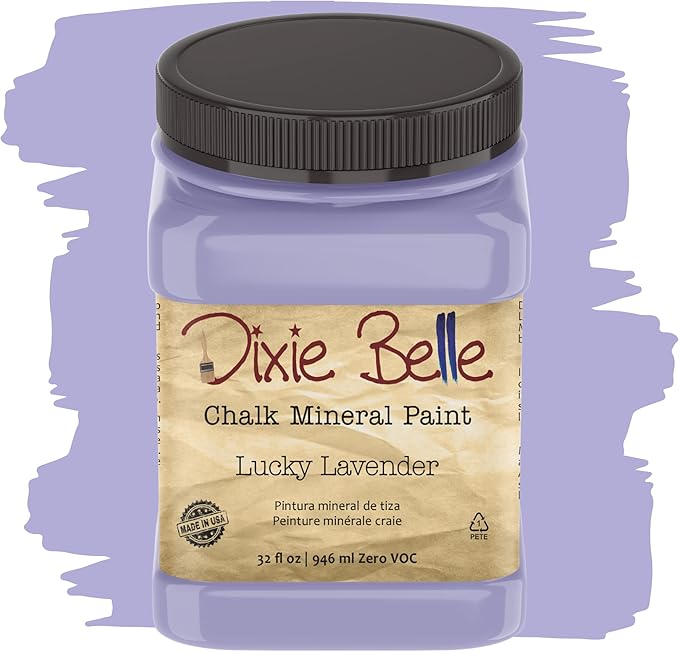 Dixie Belle Paint Company Chalk Finish Furniture Paint - Lucky Lavender (32oz) - Matte Pastel Purple Chic Chalk Mineral DIY Furniture Paint