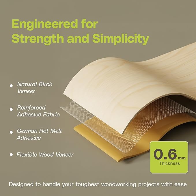 Edge Supply Birch 3 in x 50 ft Roll – Pre-Glued Iron On Wood Veneer Tape – Wood Veneer Edge Banding Tape with Hot Melt Adhesive, Smooth Sanded Finish Ideal for Furniture & DIY, Made in USA