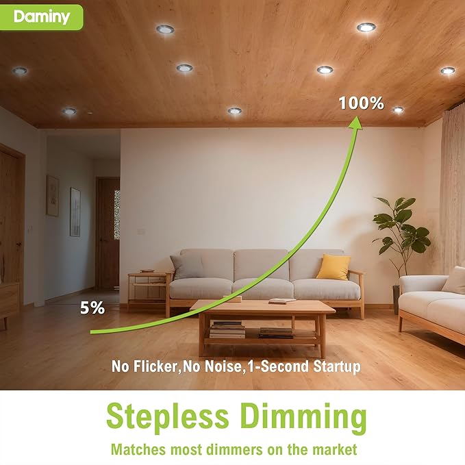 DAMINY 6 Pack 6 Inch Black LED Recessed Lighting with Junction Box,5CCT,Ultra-Thin Recessed Light,10W 1100lm, Dimmable Canless Wafer Ceiling Light,High Brightness - ETL