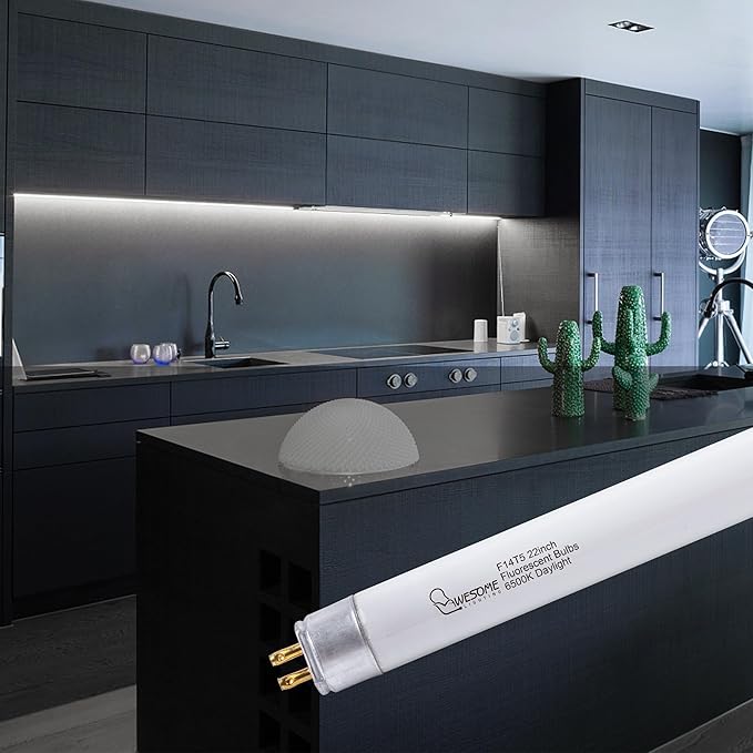 22 Inch F14T5/DL Fluorescent Light Bulb, 6500K Daylight, T5 14 Watts Fluorescent Replacement Bulb for Counter and Cabinet Fixture, G5 Base - 6 Pack