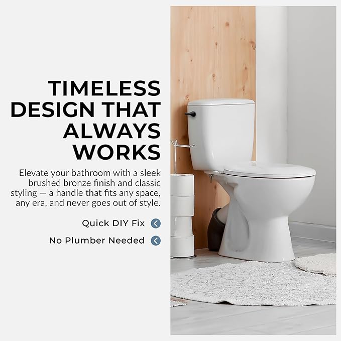 Qualihome Toilet Handle Replacement (Black, Side Mount)