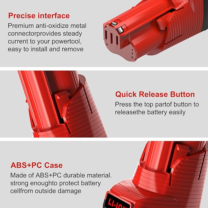 Mrupoo 12V 2500mAh Replacement Battery Compatible with Milwaukee 2500mAh Power Tools Red