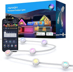 ASAHOM AI Permanent Outdoor Lights S107C, 150FT with 108 RGBCW LED Lights and Dual Output, 30,000 Lighting Effect Combination, IP67 Waterproof for House Halloween Christmas and Daily Decoration, White