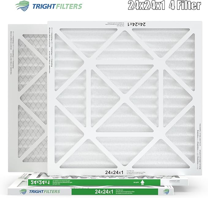 24x24x1 Air Filter 4 Pack, MERV 8 Pleated Dust Defense Air Filters Replacement Air Conditioner HVAC AC Furnace Filter, Durable and Lightweight
