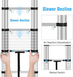 15.5 FT Aluminum Telescoping Ladders - One-Button Retraction Collapsible Extension Ladder for Home,RV,Attic,Lasts 330 LBS with Swivel Feet and Non-Slip Cushion