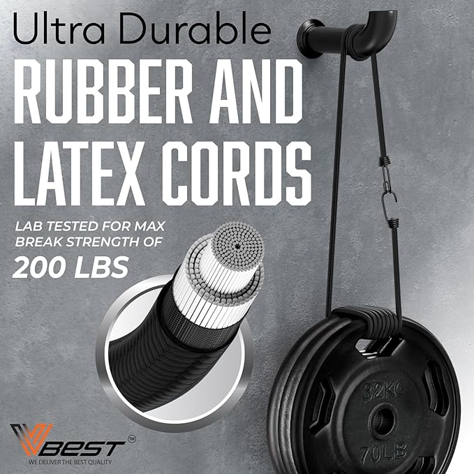 6 ft Extra Long Bungee Cords with Hooks - Large Heavy Duty Outdoor Black Bungee Straps Set of 6 Pieces 72 Inch