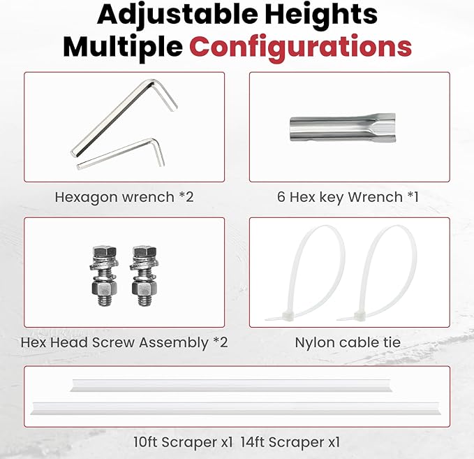 1.4HP Concrete Power Screed with 10ft & 14ft Aluminum Boards, Vibrating Screed Concrete Tool 8000RPM with Adjustable armrests and brackets for Construction