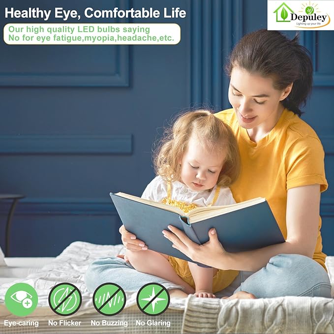 Depuley LED Light Bulbs E26: 12-Pack Chandeleir Lights Bulb 6W Equivalent 60W - Edison Vintage Bulbs Daylight 5000K ST58 Clear Glass Bulb 800LM 80+CRI Non-Dimmable