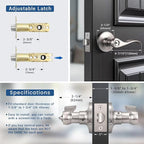 Knobonly Brushed Nickel Entry Door Levers with Keys Wave Style-Reversible for Right or Left-1 Pcs