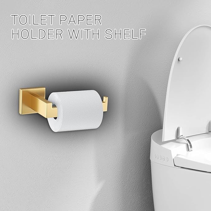 Brushed Gold Towel Bar Set Towel Holder Set,10-Piece Gold Bathroom Hardware Accessories Set,Stainless Steel Towel Rack Set for Bathroom Wall-Mounted,23.6-Inch