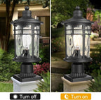 Darkaway Large Outdoor Post Lights Lamp Posts Outdoor Lighting, 17inch Aluminum Post Lights Outdoor Light Fixtures with Water Ripple Glass, Pole Light for Outside Patio Yard Garden