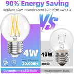 Dimmable G16.5 Light Bulb 4000K Neutral White, 4W, 40 watt Equivalent, E26 LED Globe Bulb, Round Edison Bulbs for Ceiling Fan, Chandeliers, 90+CRI 400LM, 6 Pack