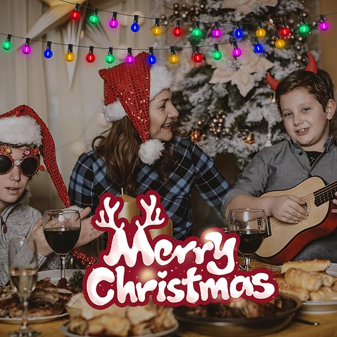 25 Pack G40 Multicolor Led Replacement Bulbs, E12/C7 Candelabra Base LED Shatterproof Globe Bulbs for Outdoor Christmas String Lights, 0.6W Energy-Saving Night Light Bulbs, 2700K Warm White