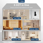 Amico 36 Pack 6 Inch 5CCT Ultra-Thin LED Recessed Ceiling Light with Junction Box, 2700K/3000K/3500K/4000K/5000K Selectable, 1050 Lumens, Dimmable Canless Wafer Downlight, 12W Eqv 110W-ETL&FCC