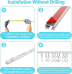 128Inch Adhesive Curtain Track, Self-Adhesive Ceiling Mount Wall Mount Track