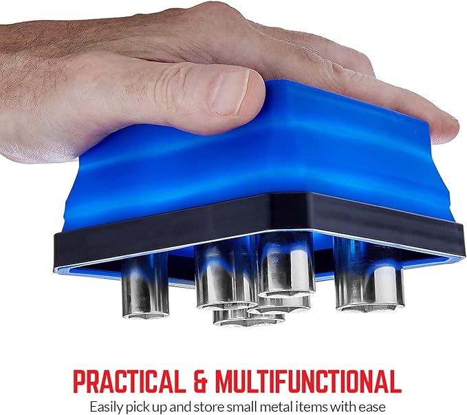 Collapsible Magnetic Parts Tray Set - (Pack of 3) Tool Trays for Screw, Bolts, Nuts, Washers, Pins and Other Small Metal Parts - 4.25 Inch Square - Red, Blue, and Green