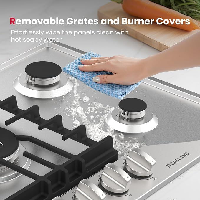 GASLAND 36 Inch Gas Cooktop, PRO GH2365SF 5 Italy Sealed Burner Propane Stovetop, NG/LPG Convertible Gas Cooktops, Plug-in with Thermocouple Protection, Stainless Steel