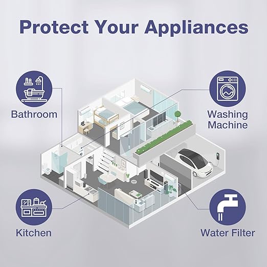 SimPure Whole House Water Filter System, 2 Stages Clear Home Water Pre-Filtration with Carbon and KDF Filters, Reduce Iron, Chlorine, Manganese, Lead, Heavy Metals, 1" NPT Brass Port(DB10C-2KDF)