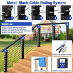 CKE 30 Pairs Black Invisible Cable Railing kit 1/8" Swage Tensioner Hardware and Terminal Hidden T316 Stainless Steel Invisible Receiver and Swage Stud End for 2"x2" 4"x4" Wood/Metal Post Deck Stairs
