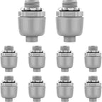 10 PCS 1/2" Liquid Tight Connector NPT Non-Metallic for PVC Electrical Flexible Conduit Fittings - Sturdy, Quick Installation, UL Listed for Home Outdoor Tubes Tools
