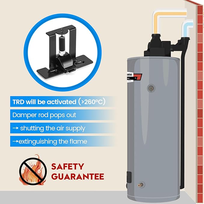 Combustion Shutoff Device Assembly Replacement Kit, Compatible with Rheem, Ruud, Richmond, GE and Almost Any Gas Tank, an Insurance, Black