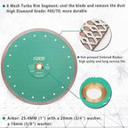 Diamond Porcelain Saw Blade - 10" Tile Blade 250MM Dry Wet Ceramic Cutting Discs with X Teeth Turbo Mesh Rim for Ceramic Tile Porcelain Granite Marble