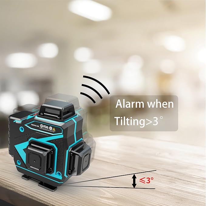 Floor Laser Level 360 Self-leveling - Tile 4 x 360 Green Beam Cross Line Laser Leveler Tool - 16 lines 4D Ceiling Nivel Laser for Construction with Hard-Sided Case and 2 Batteries