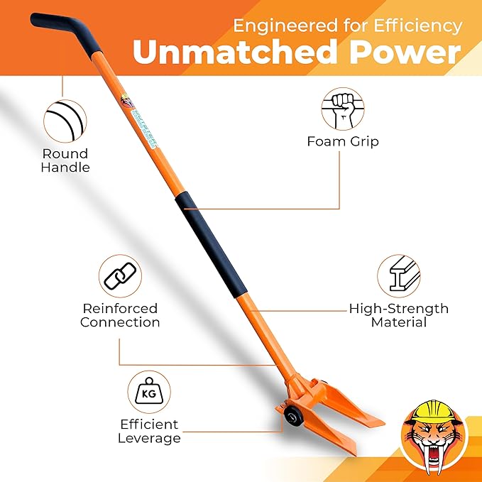 Gutster 60" Round Handle Demolition Bar - Ultimate Flooring/Hardwood Demolition Tool - Long Handle Wrecking Bar for Maximum Leverage - Ergonomic Handle to Apply Pressure Without Wrist Strain