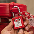 Lockout Tagout Locks 6-Pack｜OSHA Red Loto Locks Keyed Different｜2 Keys/Lock for Industrial Machinery & Electrical Panels｜Chrome Steel & Laser Coding