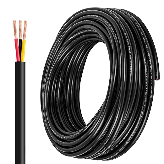 14 Gauge Wire 3 Conductor,14 AWG Electrical Wire Stranded PVC Cord Oxygen-Free Copper Cable,100FT 3 Core Pure Copper Flexible Cable Wire for LED Lamp Lighting Strips Automotive (14AWG-3C, 100FT)…