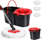 Spin Mop and Bucket with Wringer Set for Home,360° Mop and Bucket with Separate Clean and Dirty Water,Wet Dust Mop for Floor Cleaning with 3 Mop Heads