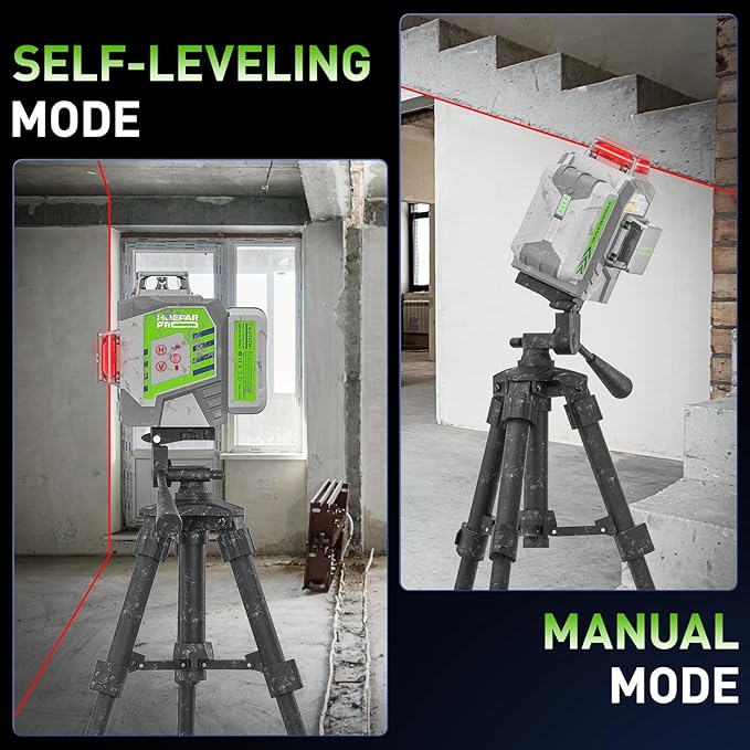 Huepar Pro Laser Level 3 x 360 Self Leveling Red Beam Laser Tool, High Accuracy Professional 3D Cross Line Laser with 8000mAh Rechargeable Li-ion Battery, Magnetic Bracket & Hard Carry Case ZK03CR